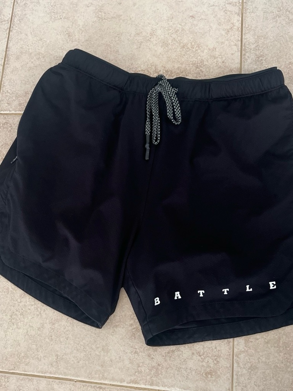 Men's Black Battle Athletic Shorts with Drawstring Waist